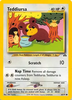Teddiursa 65/75 Neo Discovery Pokemon 000436 - Image 1