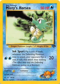 Misty's Horsea 087/132 Gym Challenge Pokemon 000493 - Image 1