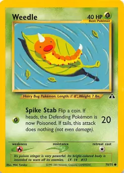 Weedle 70/75 Neo Discovery Pokemon 000503 - Image 1
