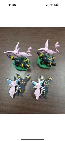 Lot of 2 each Pokemon Prismatic Evolutions Umbreon & Espeon Figures & pins - Image 1