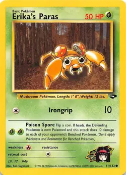 Erika's Paras 071/132 Gym Challenge Pokemon 000258 - Image 1