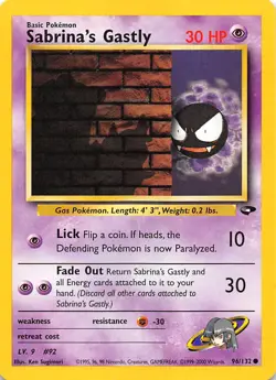 Sabrina's Gastly (96) 096/132 Gym Challenge Pokemon 000305 - Image 1