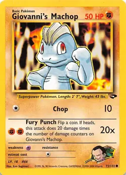 Giovanni's Machop 072/132 Gym Challenge Pokemon 000205 - Image 1