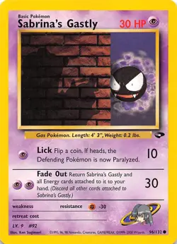Sabrina's Gastly (96) 096/132 Gym Challenge Pokemon 000339 - Image 1