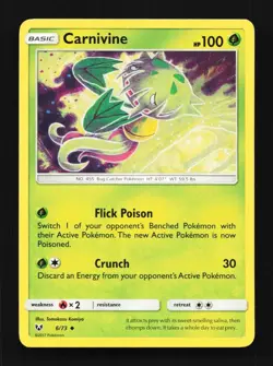 Carnivine 6/73 LP Shining Legends English Pokemon Card TCG - Image 1