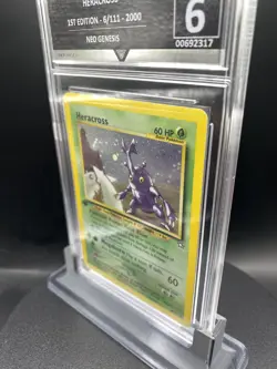 Pokemon TCG Heracross Neo Genesis Holo Card 6/111 First Edition graded 6 - Image 2