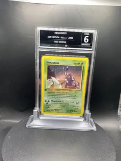 Pokemon TCG Heracross Neo Genesis Holo Card 6/111 First Edition graded 6 - Image 3