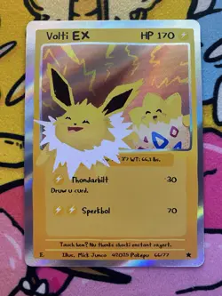 Pokepu - Volti EX (Jolteon) 66/77 - Derpy Pokemon Parody / Fan Art Card - Image 1
