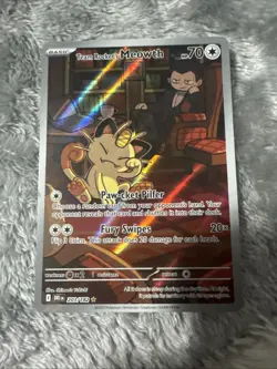 Team Rockets Meowth 203/182 SV10 Destined Rivals Illustrated Card Mint Condition - Image 1