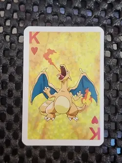 Charizard Pokemon 1999 Mini Deck Playing Cards 2.5x1.75in King Of Hearts Green - Image 1