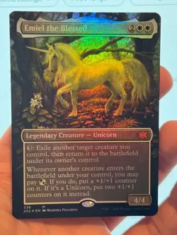 1X FOIL Emiel the Blessed BORDERLESS MINT MTG Magic 2X2 Double Masters Unicorn - Image 1