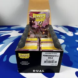 Dual Matte Pomegranate & Gold 10 Pack Display Dragon Shield Standard Size Sleeve - Image 1