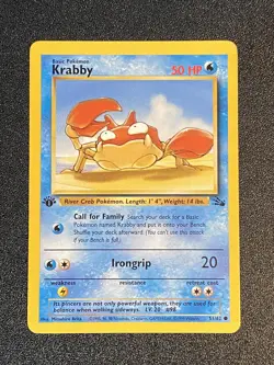 Pokemon TCG Krabby Fossil 51 Regular 1st Edition Common - Image 1