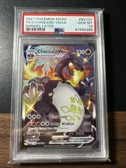 2021 POKEMON SWORD & SHIELD SHINING FATES #SV107 FULL ART/CHARIZARD VMAX PSA 10 - Image 1