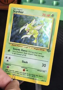 Pokemon TCG Scyther Jungle 10/64 Holo Unlimited Holo Rare LP - Image 2