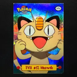 topps Pokemon TV Animation Series 1 Rainbow Holo Foil TV11 #52 Meowth - Image 1