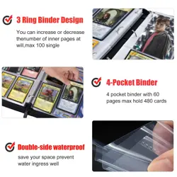 Anime Card Binder for Trading Cards,4 Pocket with 60 Sleeves up to 480 Cards - Image 5