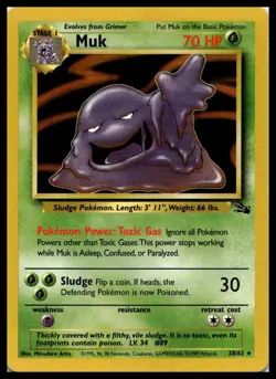 Muk 28/62 Fossil Non-Holo Pokemon Card | LP - Image 1