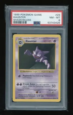 POKEMON Shadowless Base Set HAUNTER 29/102 Uncommon PSA 8 NM-MT Vintage WOTC - Image 1