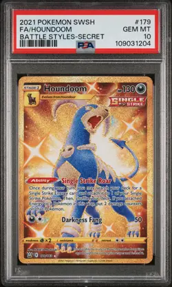 2021 POKEMON SWORD & SHIELD BATTLE STYLES SECRET #179 FULL ART/HOUNDOOM PSA 10 - Image 1