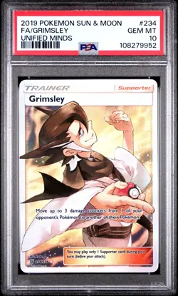 Grimsley 234 - Pokemon Sun & Moon Unified Minds - PSA 10 - Image 1