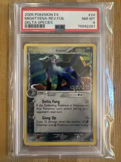 Pokemon TCG Mightyena 24/113 Rare Reverse Holo EX Delta Species PSA 8 - Image 1