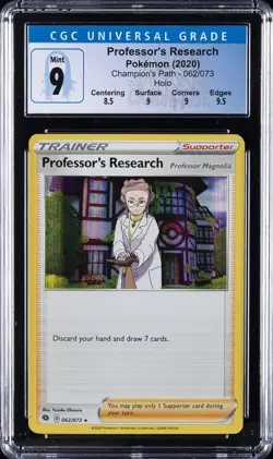 2020 POKEMON CHAMP'S PATH HOLO #062/073 PROFESSOR'S RESEARCH CGC 9 - Image 1