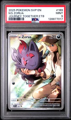 2025 POKEMON SVP EN-SV BLACK STAR PROMO #189 N'S ZORUA PSA 9 - Image 1