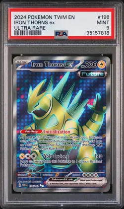 2024 POKEMON TWM EN-TWILIGHT MASQUERADE ULTRA RARE #196 IRON THORNS EX PSA 9 - Image 1