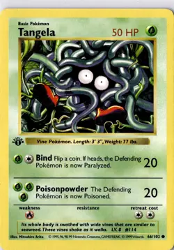 1999 Pokemon Base Set 1st Edition (Shadowless) #066/102 Tangela - Image 1
