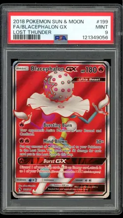 2018 Pokemon Lost Thunder #199 Blacephalon GX Full Art PSA 9 Mint - Image 1