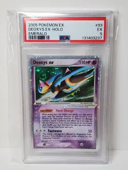 Pokemon EX Emerald Holo Deoxys EX 93/106 PSA 5 - (Speed Forme) Swirl - Image 1