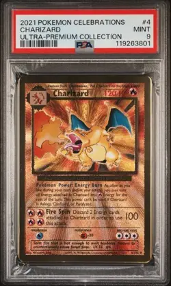 PSA 9 - 2021 Pokemon Celebrations UPC CHARIZARD Gold Metal Card #4 (3801) - Image 1