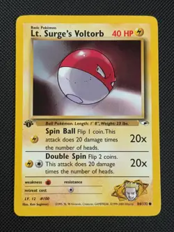 Lt. Surge's Voltorb 84/132 1ST EDITION Pokemon Card WOTC Gym Heroes Common - Image 1