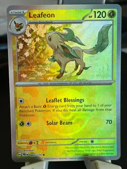 POKEMON LEAFEON 005/131 RARE REVERSE HOLO POKEBALL PRISMATIC EVOLUTIONS - Image 1