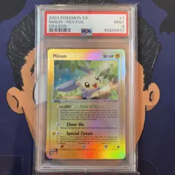 PSA 9 MINT 2003 Pokemon EX Dragon MINUN #7 Reverse Holo Rare Vintage - Image 2