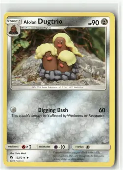 Alolan Dugtrio 123/214 - Lost Thunder - Pokemon TCG NM - Image 1