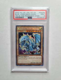Yu-gi-oh PSA 9 MINT Blue-Eyes White Dragon 1st Edition Pharaoh's Gods MP22 EN266 - Image 1