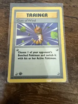 gust of wind 93/102 1999 1st Edition Pokemon trainer card - Image 1