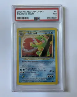 Pokemon PSA 7 Neo Discovery Politoed Holo Rare WOTC 1999 (8/75) - Image 1