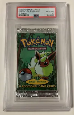 1999 Pokemon Jungle Unlimited (Thick Square) - Flareon Booster Pack PSA 10 - Image 1