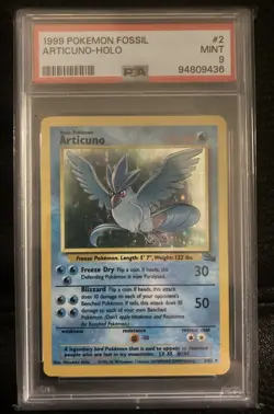 Articuno Pokemon Fossil Holo 2/62 PSA 9 Mint - Image 1