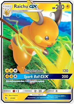 Pokemon TCG Raichu GX 20/68 Hidden Fates Full Art Ultra Rare Holo - Image 1