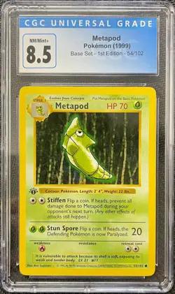 Graded Pokemon - Metapod (54/102) Base Set 1st Edition CGC 8.5 - Image 1