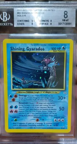 Pokemon Shining Gyarados 65/64 Neo Revelation BGS 8 Secret Rare Holo Swirl - Image 3