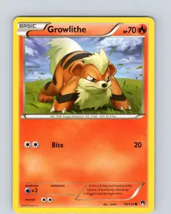 Pokemon TCG Growlithe XY BREAKpoint 10/122 Regular Common Card Played LP - Image 1