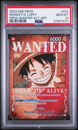 Monkey D. Luffy ST01-012 PSA 10 English WANTED Alt Art SR One Piece Card GEM - Image 1
