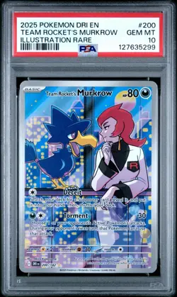 2025 POKEMON DRI EN-ILLUSTRATION RARE #200 TEAM ROCKET'S MURKROW PSA 10 - Image 1