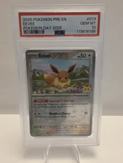 Pokemon Eevee Pokemon Day Prismatic Evolutions #074 PSA 10 Gem Mint - Image 1