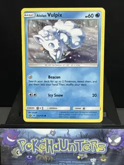 Pokemon Card Alolan Vulpix 21a/145 Guardians Rising Holo HD Swirl Played - Image 1